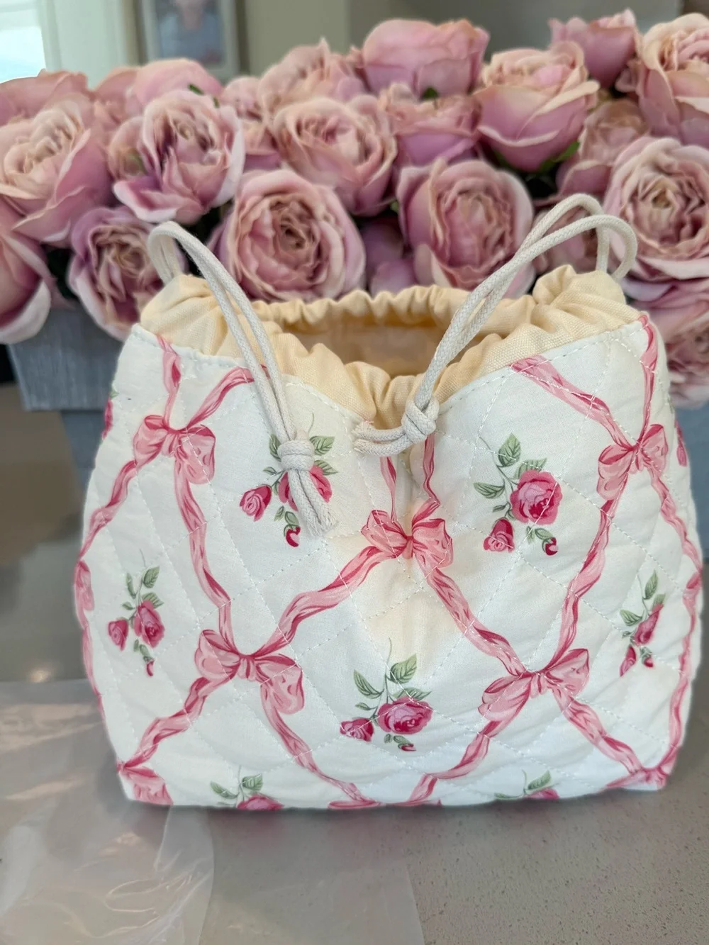 Floral cosmetic cotton drawstring, cosmetic pouch new